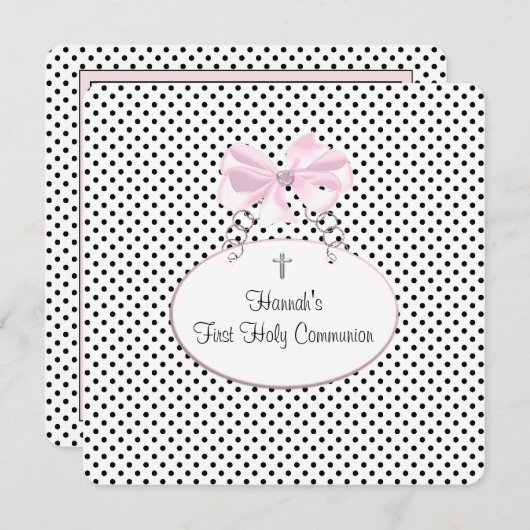 Invitation Pink Black Polka (Devant / Derrière)