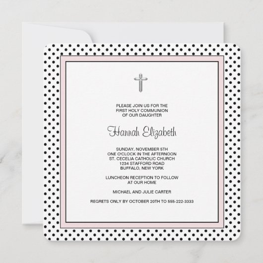 Invitation Pink Black Polka (Dos)
