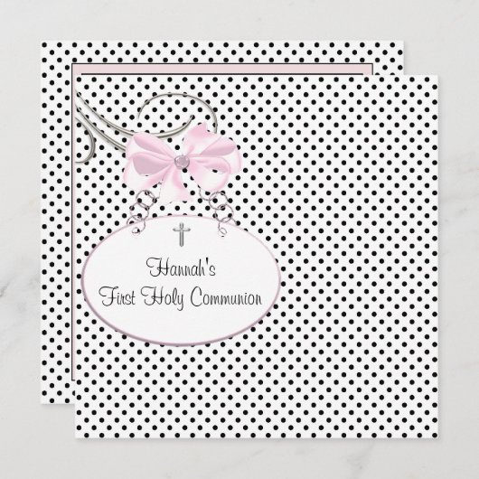 Invitation Pink Black Polka (Devant / Derrière)