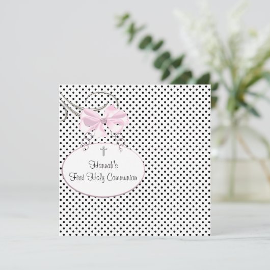 Invitation Pink Black Polka (Debout devant)