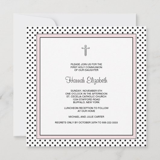 Invitation Pink Black Polka (Dos)