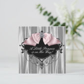 Invitation Pink Black Princesse Baby Girl Douche (Debout devant)