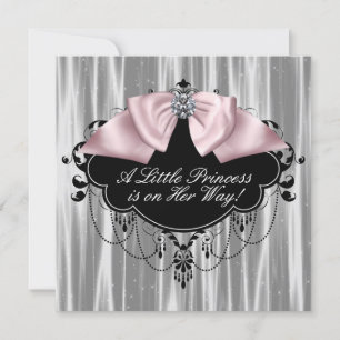 Invitation Pink Black Princesse Baby Girl Douche