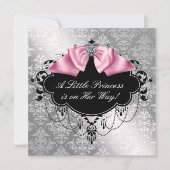 Invitation Pink Black Princesse Baby Girl Douche (Devant)