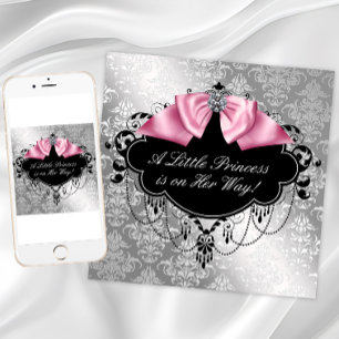 Invitation Pink Black Princesse Baby Girl Douche