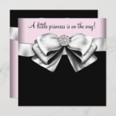 Invitation Pink Black Princesse Baby Girl Douche (Devant / Derrière)