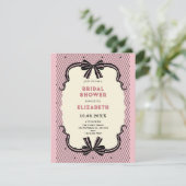 Invitation Pink black retro bow bridal shower (Debout devant)