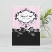 Invitation Pink Black Sweet 16 Anniversaire (Debout devant)