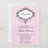 Invitation Pink Black Sweet 16 Anniversaire (Dos)