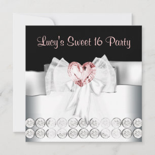 Invitation Pink Black Sweet 16 Anniversaire