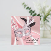Invitation Pink Black Sweet 16 Masquerade Party (Debout devant)