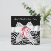 Invitation Pink Black Zebra Sweet 16 Anniversaire (Debout devant)