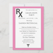 Invitation Pink Blanc Médicale Prescription Pad Graduation (Devant)