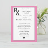 Invitation Pink Blanc Médicale Prescription Pad Graduation (Debout devant)