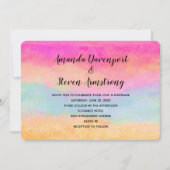 Invitation Pink bleu Jaune arc-en-ciel Abstrait rayures Maria (Devant)