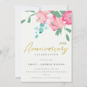 INVITATION PINK BLEU OR PIVOINE FLEURALE QUELQUE ANNIVERSAIRE
