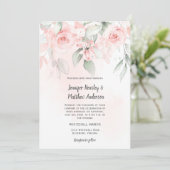 Invitation Pink Bliss Pastel rose et vert Mariage floral (Debout devant)