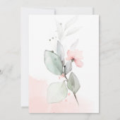 Invitation Pink Bliss Pastel rose et vert Mariage floral (Dos)