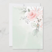 Invitation Pink Bliss Rose Pastel Green Wash Mariage (Dos)