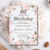 Invitation Pink Blue 60 Fabuleux fête d'anniversaire florale