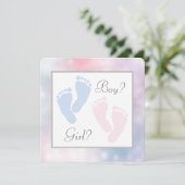 Invitation Pink Blue Baby Feet Empreinte Sexe Révélation (Debout devant)