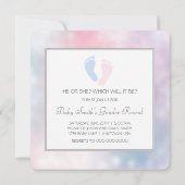 Invitation Pink Blue Baby Feet Empreinte Sexe Révélation (Dos)