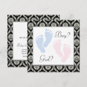 Invitation Pink Blue Baby Feet Genre Révélation (Devant / Derrière)