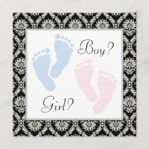 Invitation Pink Blue Baby Feet Genre Révélation