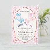 Invitation Pink & Blue Baby Shoes Theme (Debout devant)