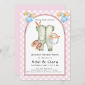 Invitation Pink & Blue Baby Shoes Theme (Devant / Derrière)