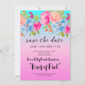 Invitation Pink Blue Beach Gradient Bridal Enregistrer la dat (Devant)