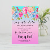 Invitation Pink Blue Beach Gradient Bridal Enregistrer la dat (Debout devant)
