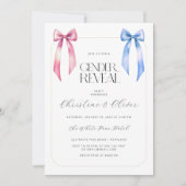 Invitation Pink Blue Bow Genre Revela Party (Devant)