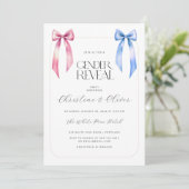 Invitation Pink Blue Bow Genre Revela Party (Debout devant)