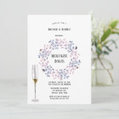 Invitation Pink Blue Christmas Berries Bridesmaiers Déjeuner (Debout devant)