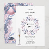 Invitation Pink Blue Christmas Berries Bridesmaiers Déjeuner (Devant / Derrière)