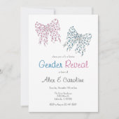 Invitation Pink Blue Christmas Bows Genre Reveve Party (Devant)