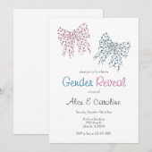 Invitation Pink Blue Christmas Bows Genre Reveve Party (Devant / Derrière)