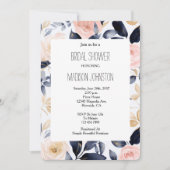 Invitation Pink Blue Cream Floral Bridal Shower (Devant)