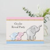 Invitation Pink Blue Elephant Genre Revela Party (Debout devant)
