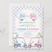 Invitation Pink Blue Genre Révéler Golf Par-TEE Baby shower (Devant)