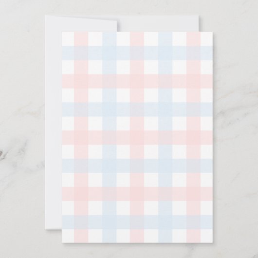 Invitation Pink Blue Gingham Christening (Dos)