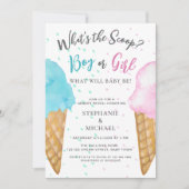 Invitation Pink Blue Glace Cream Genre Revevela Party (Devant)