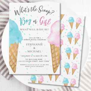 Invitation Pink Blue Glace Cream Genre Revevela Party