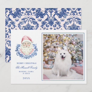 Invitation Pink & Blue Grandmillennial Damask Père Noël W/ Ph