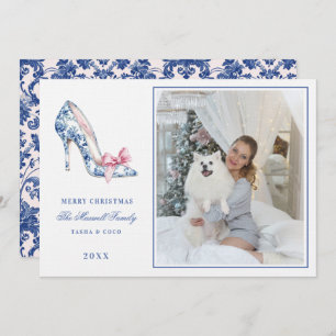 Invitation Pink & Blue Grandmillennial High Heure Noël