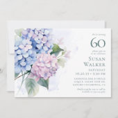 Invitation Pink Blue Hydrangeas 60ème anniversaire (Devant)