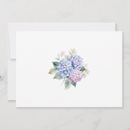 Invitation Pink Blue Hydrangeas 65ème anniversaire (Dos)