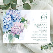 Invitation Pink Blue Hydrangeas 65ème anniversaire