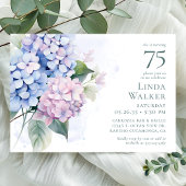 Invitation Pink Blue Hydrangeas 75ème anniversaire